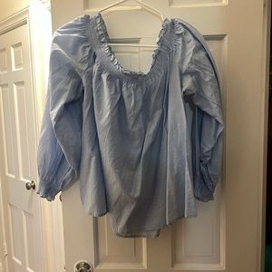 Off the shoulder top, light blue. Forever 21.